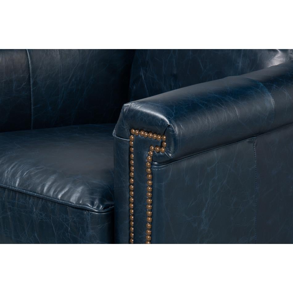XXIe siècle et contemporain Chaise d'appoint en cuir bleu en vente