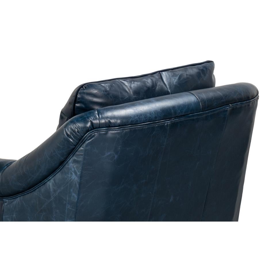Cuir Chaise d'appoint en cuir bleu en vente
