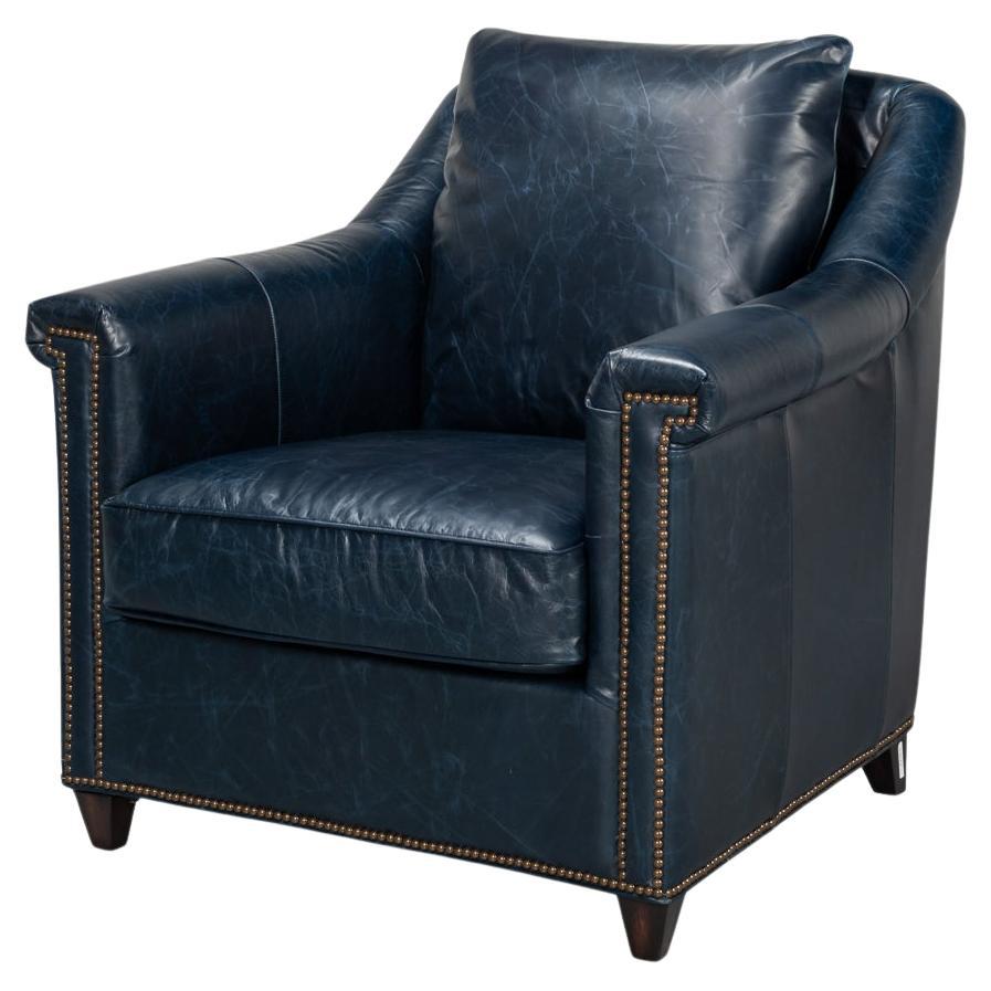 Blue Leather Accent Chair