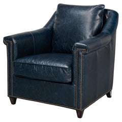 Blue Leather Accent Chair