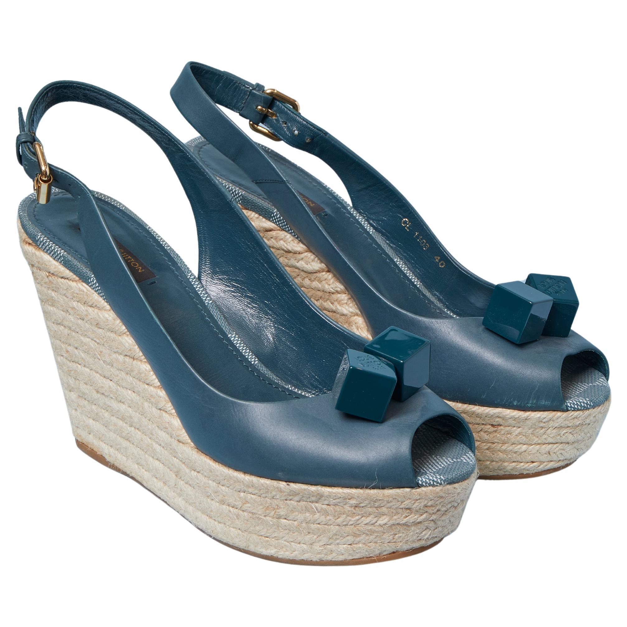 Blue leather and rope plateforme shoe LOUIS VUITTON