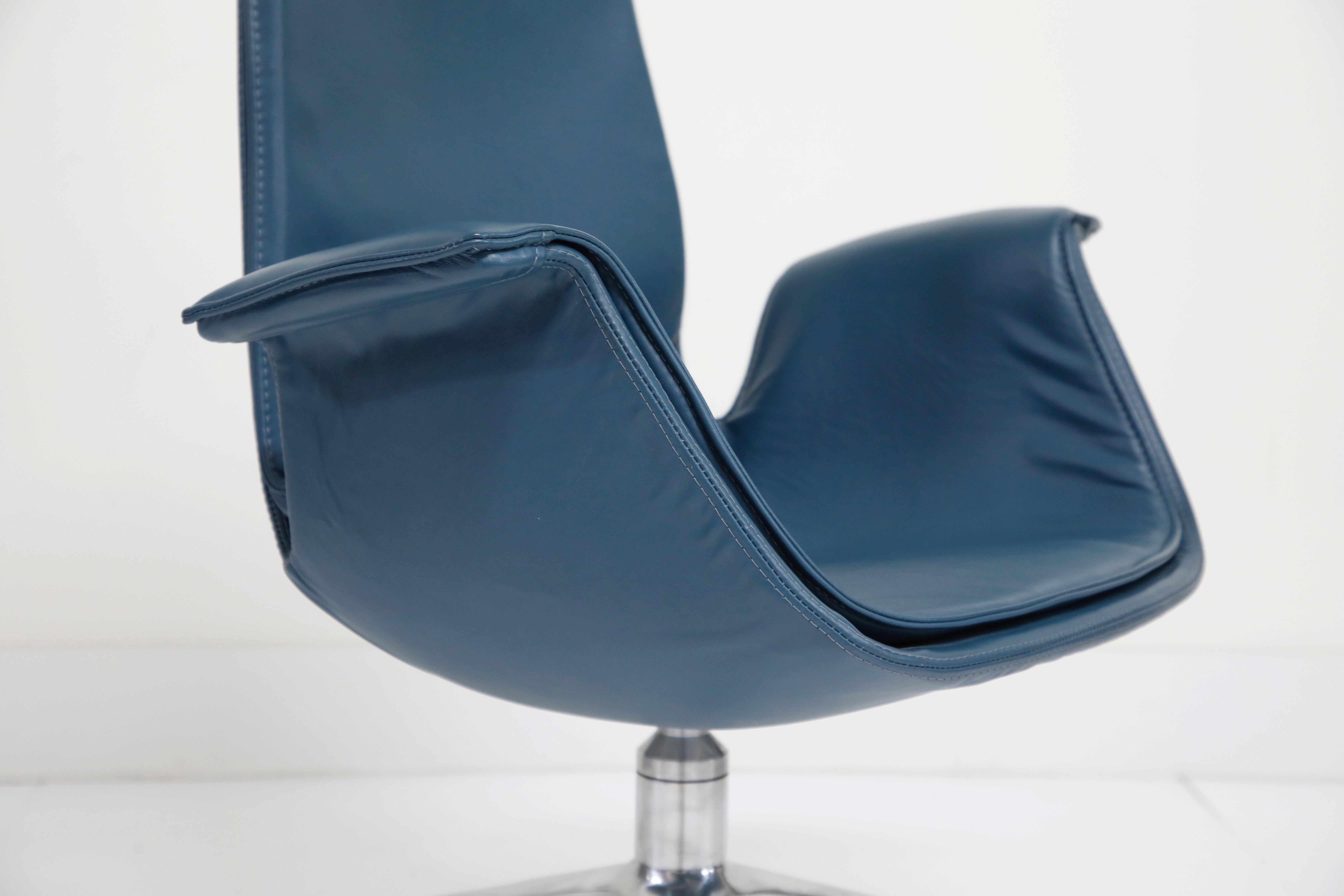 Blue Leather Bird Chairs by Fabricius & Kastholm for Alfred Kill, Signed 1960s 6