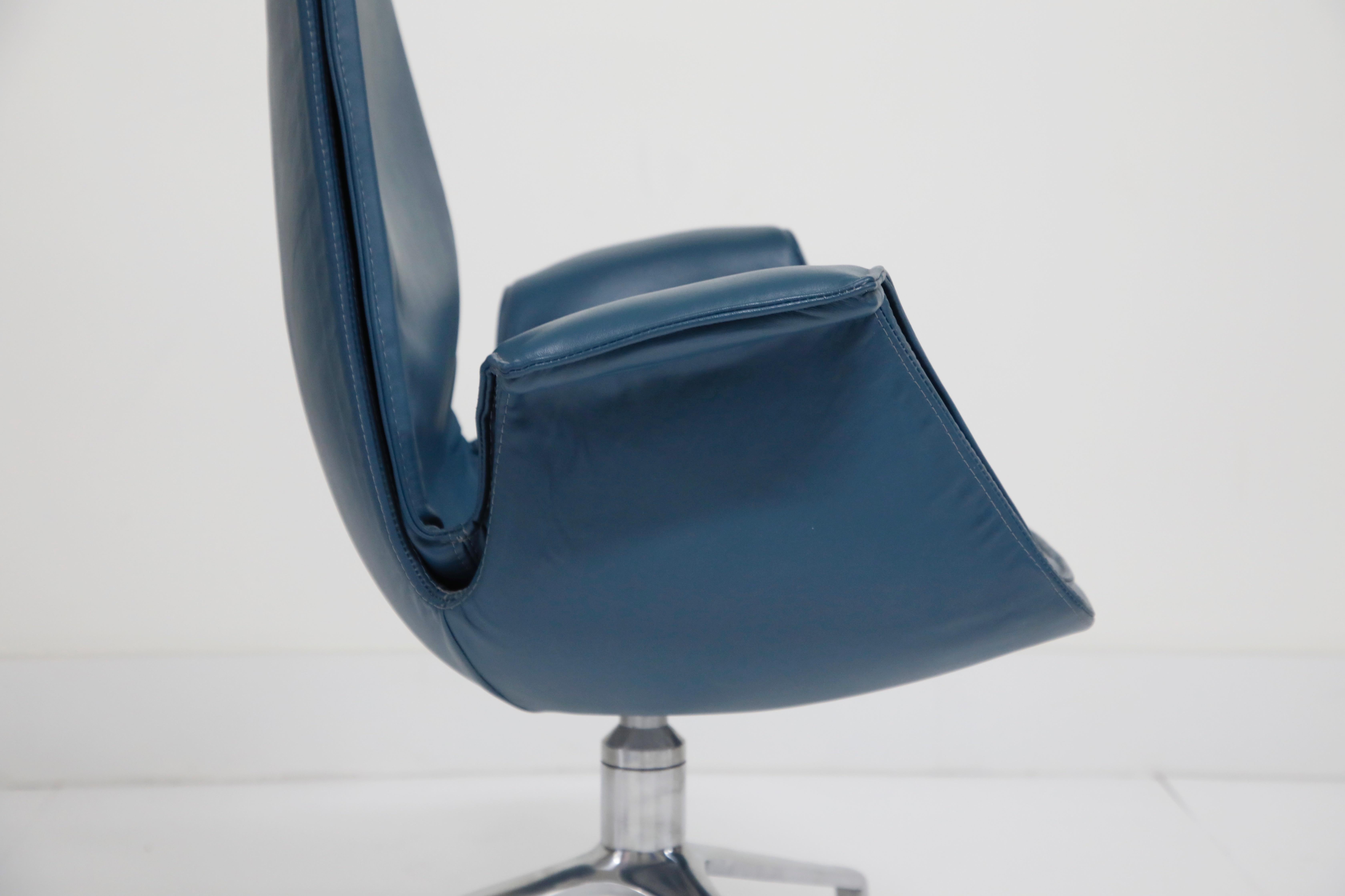 Blue Leather Bird Chairs by Fabricius & Kastholm for Alfred Kill, Signed 1960s 9