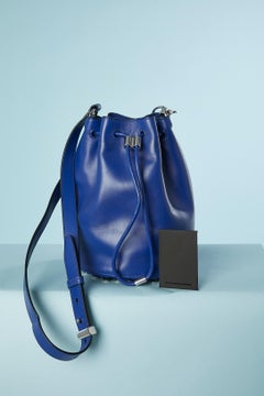 Blaue Eimertasche aus Leder mit silbernen Beschlägen von Alexander Wang, NEU mit Etikett