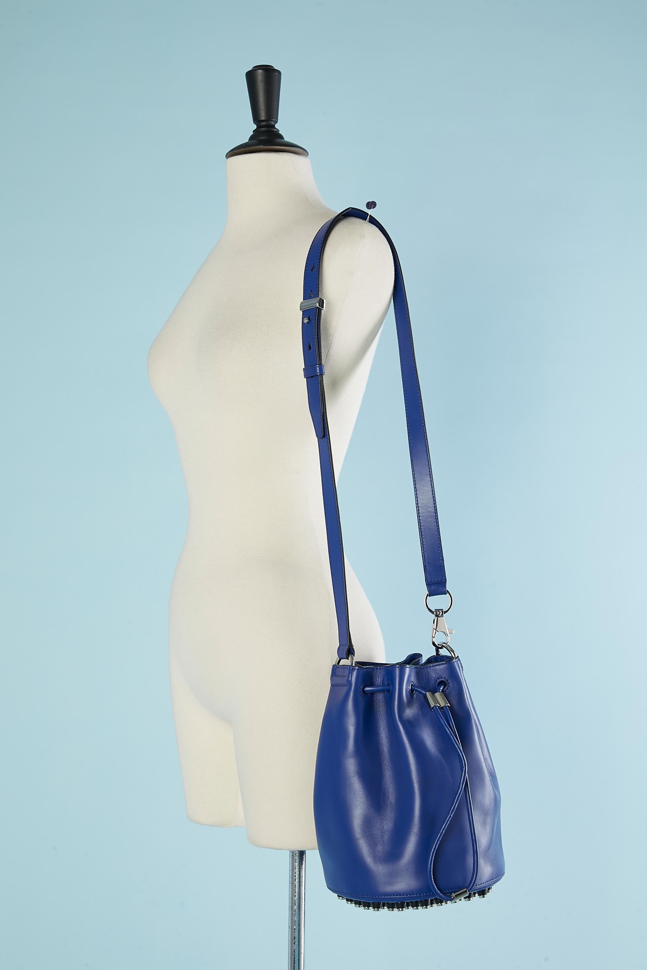 Blue leather bucket bag with silver hardware Alexander Wang NEW with tag For Sale 2
