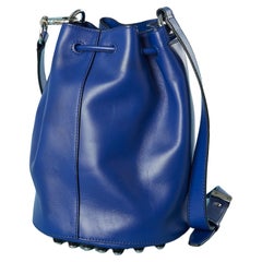 Used Blue leather bucket bag with silver hardware Alexander Wang NEW with tag