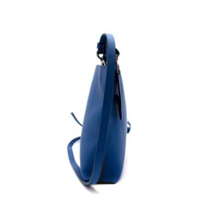 Blue Leather Embroidered T Pouch with Shoulder Strap For Sale 3