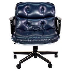 Blue Leather Executive Desk Chair by Charles Pollock for Knoll