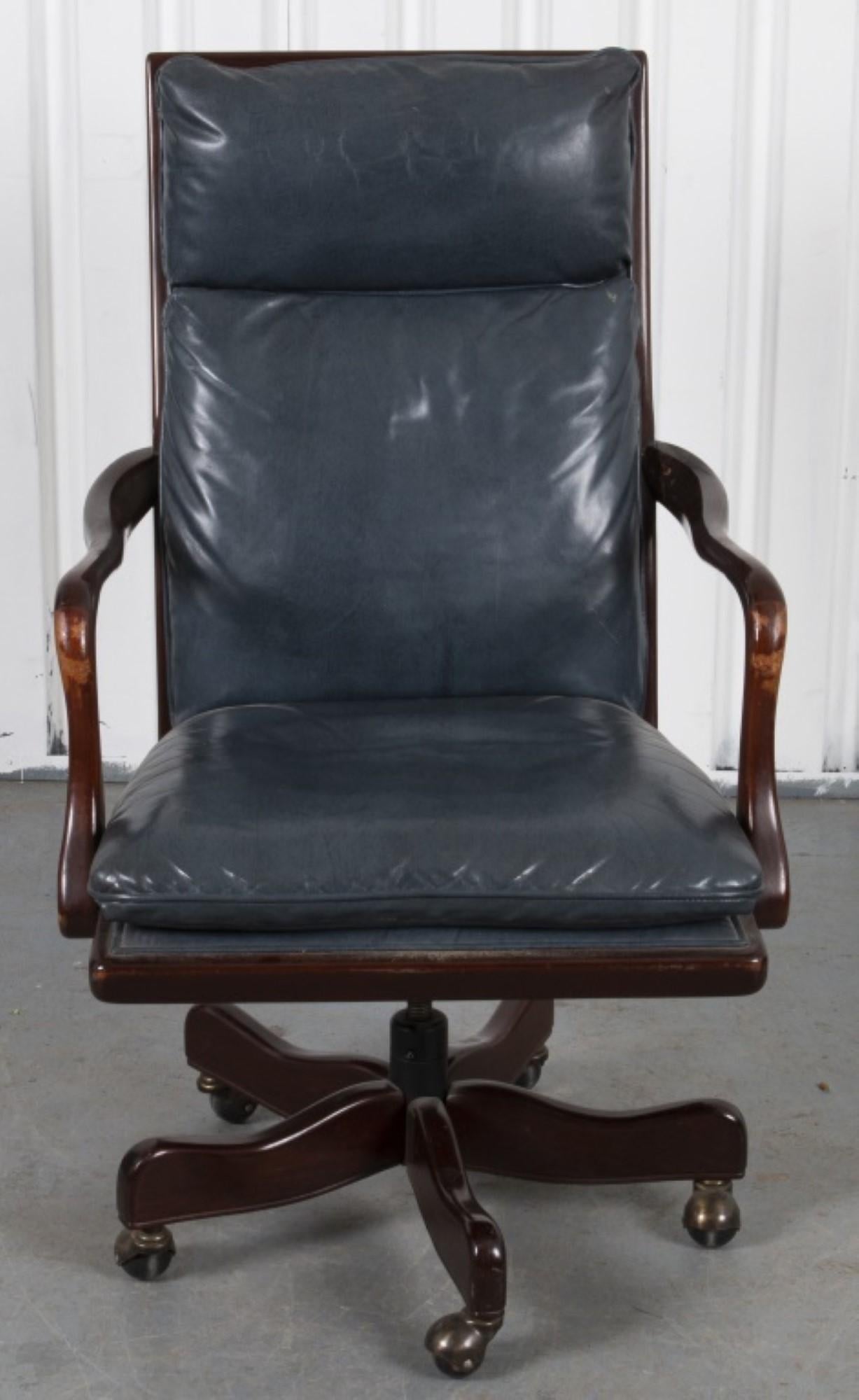 blue leather office chair