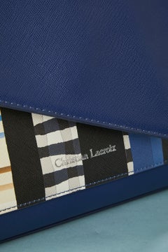 Blue leather handle bag with printed front Christian Lacroix