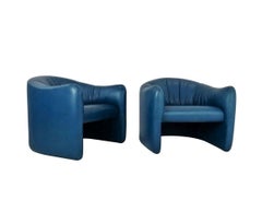 Sillones de cuero azul de Metropolitan Furniture Corporation