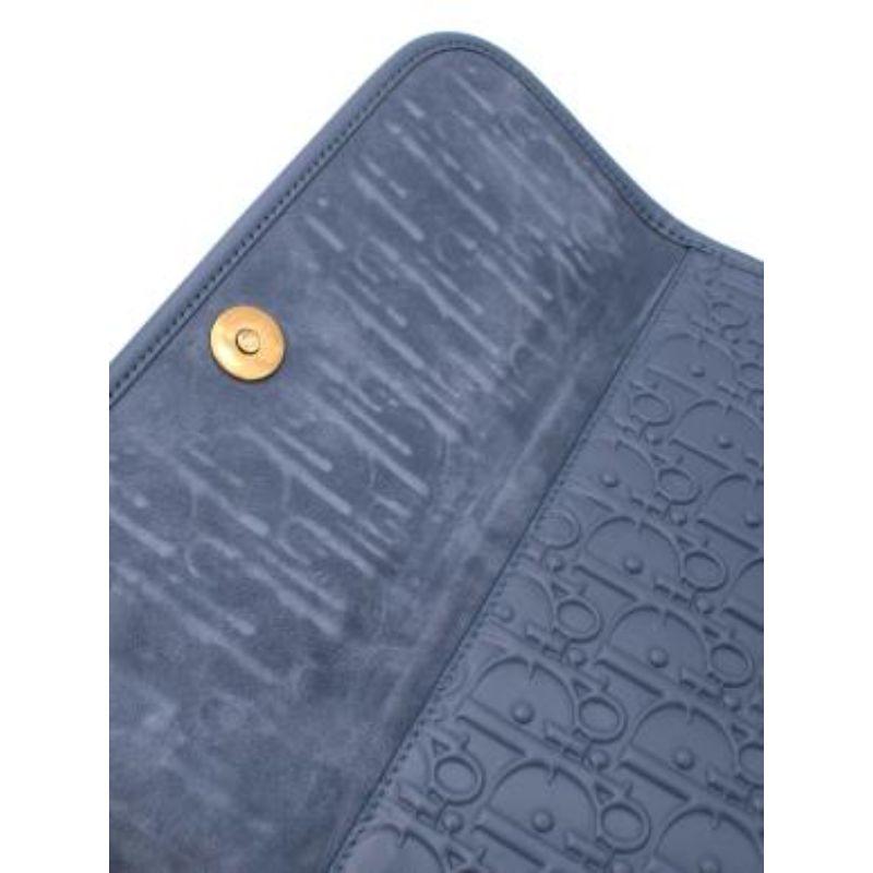 Blue leather Oblique embossed clutch bag For Sale 6