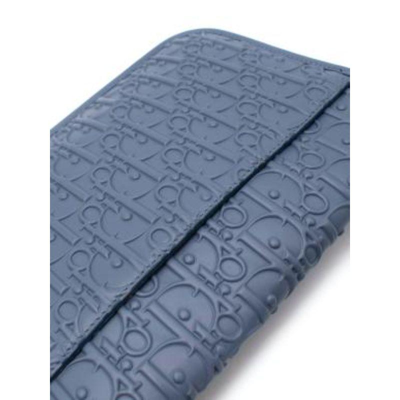 Blue leather Oblique embossed clutch bag For Sale 1