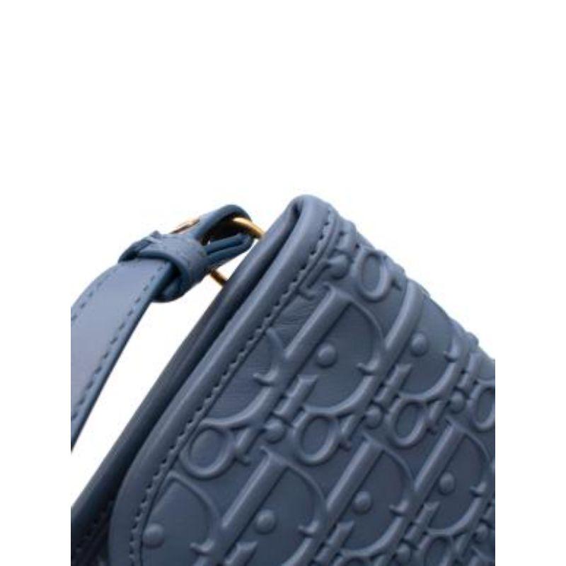 Blue leather Oblique embossed clutch bag For Sale 5
