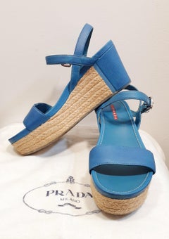 Blue Leather Sandals by PRADA