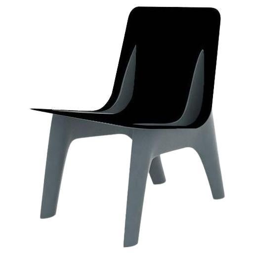 Blue Leather Steel J-Chair Lounge by Zieta For Sale