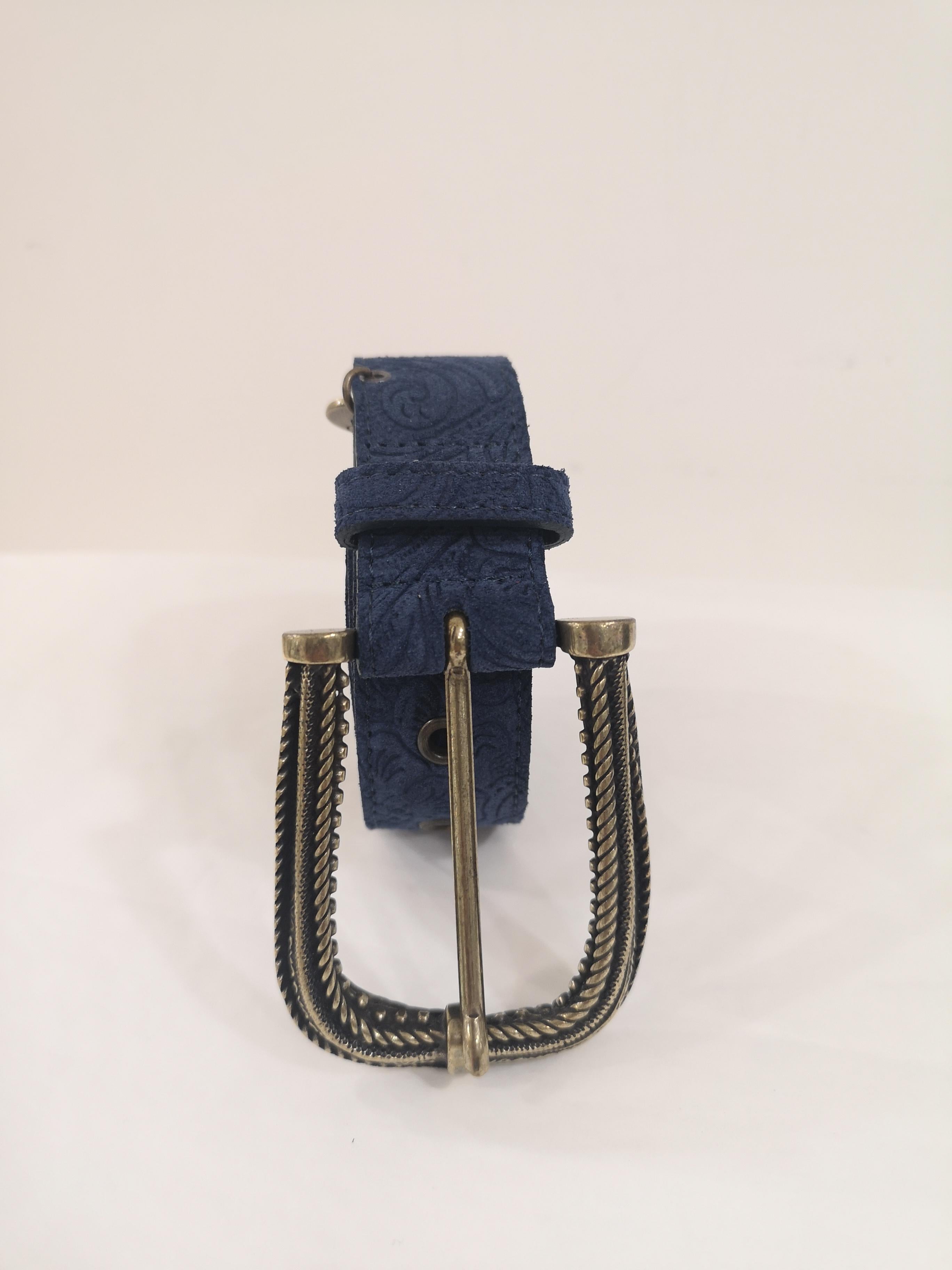 Black Blue leather suede belt NWOT