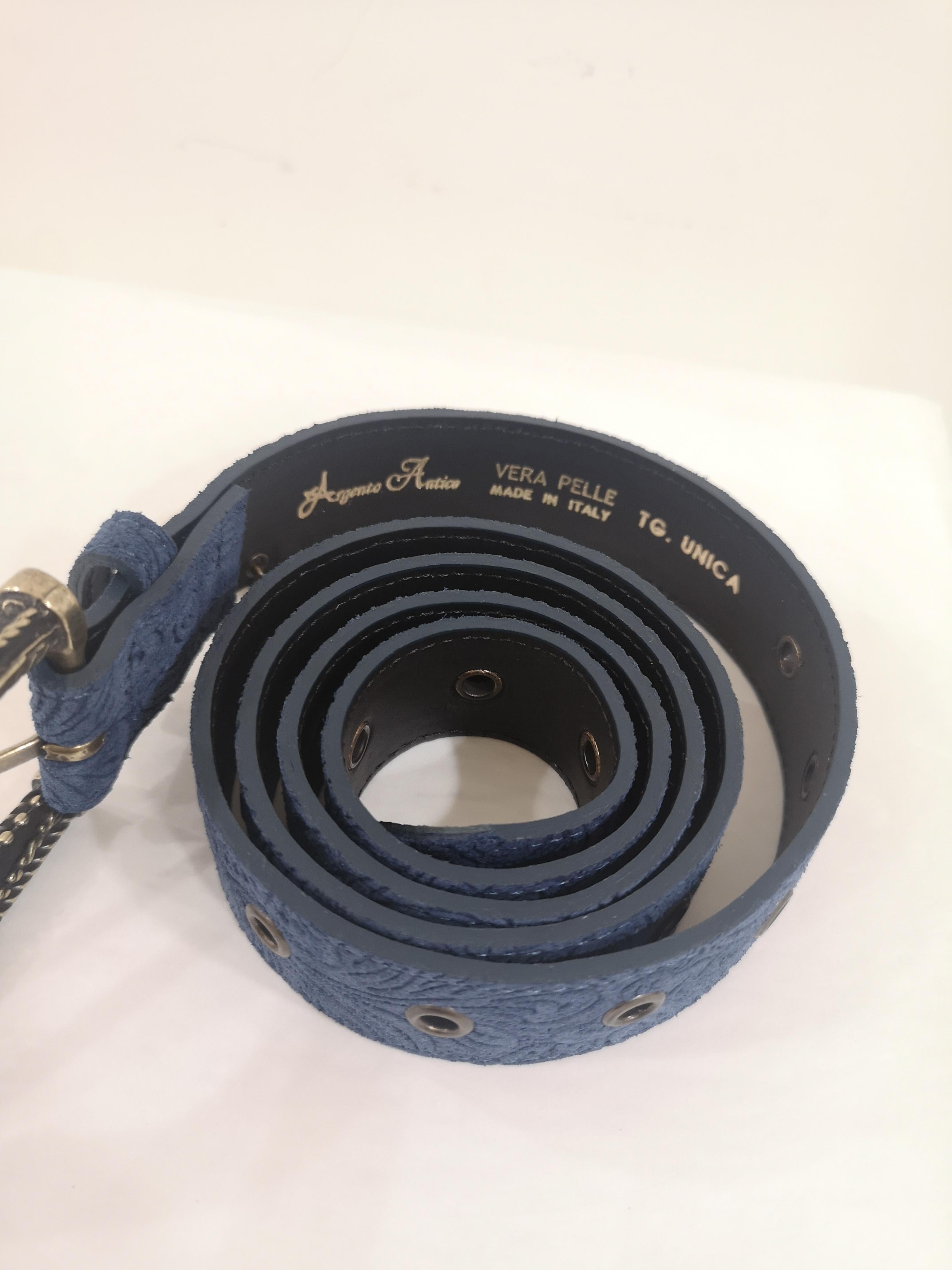 Blue leather suede belt NWOT 1
