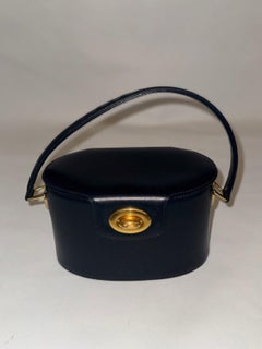 Blue Leather Top Handle Bag by Gianfranco Lotti