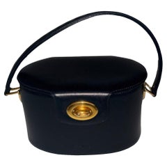 Blue Leather Top Handle Bag by Gianfranco Lotti