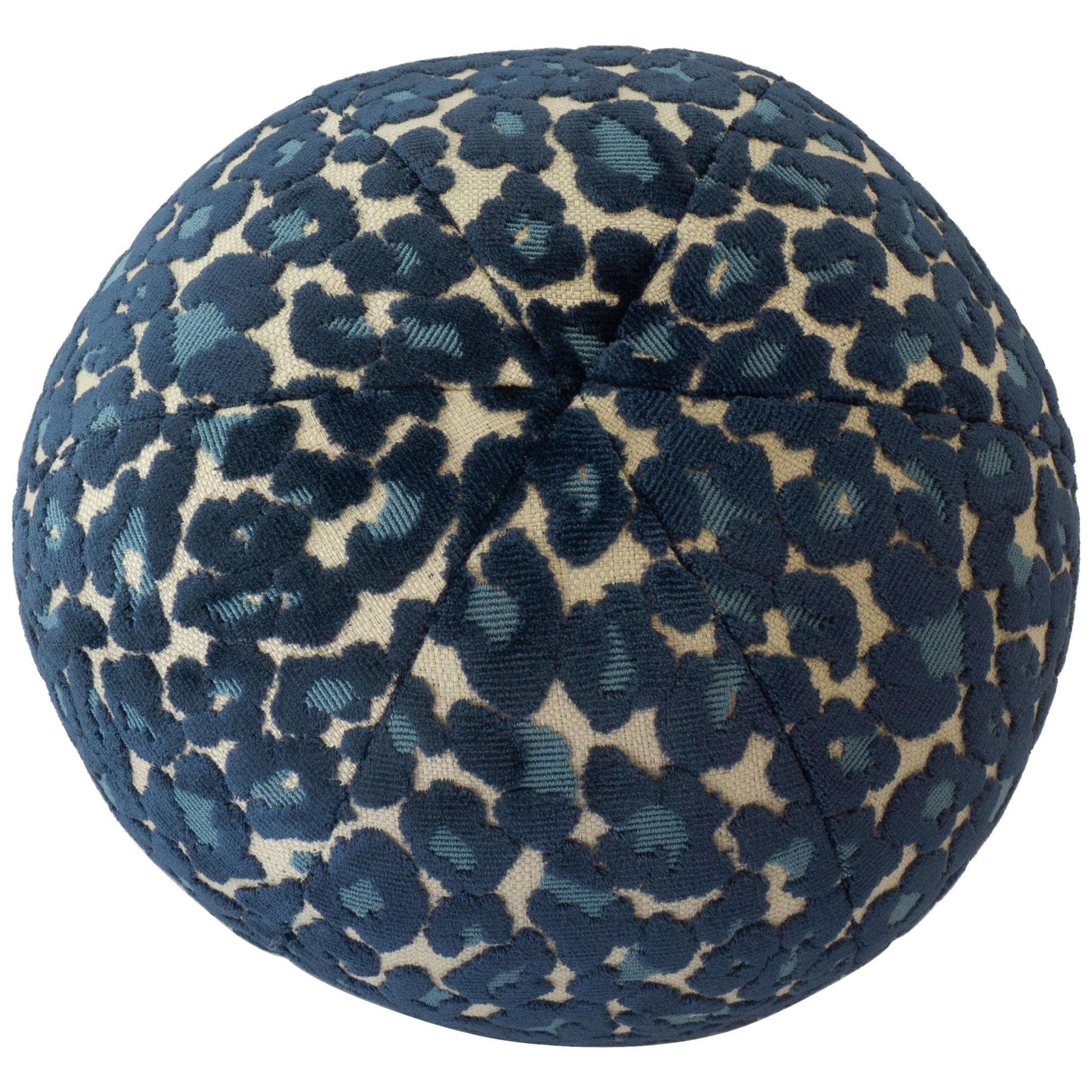 Round Ball Pillow in Leopard Print Cut Velvet For Sale at 1stDibs