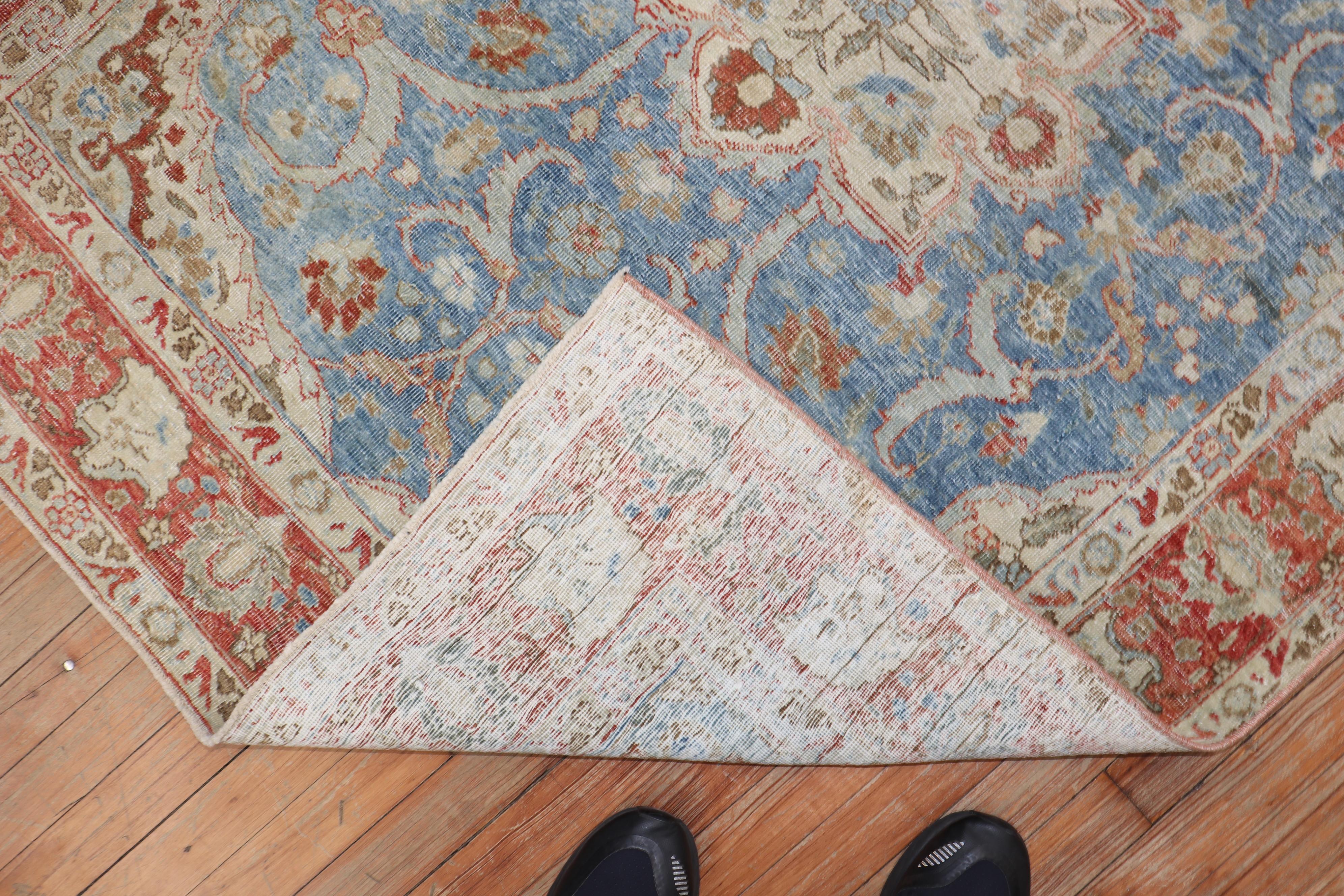 Blue Light Red Antique Persian Tabriz Rug In Good Condition For Sale In New York, NY