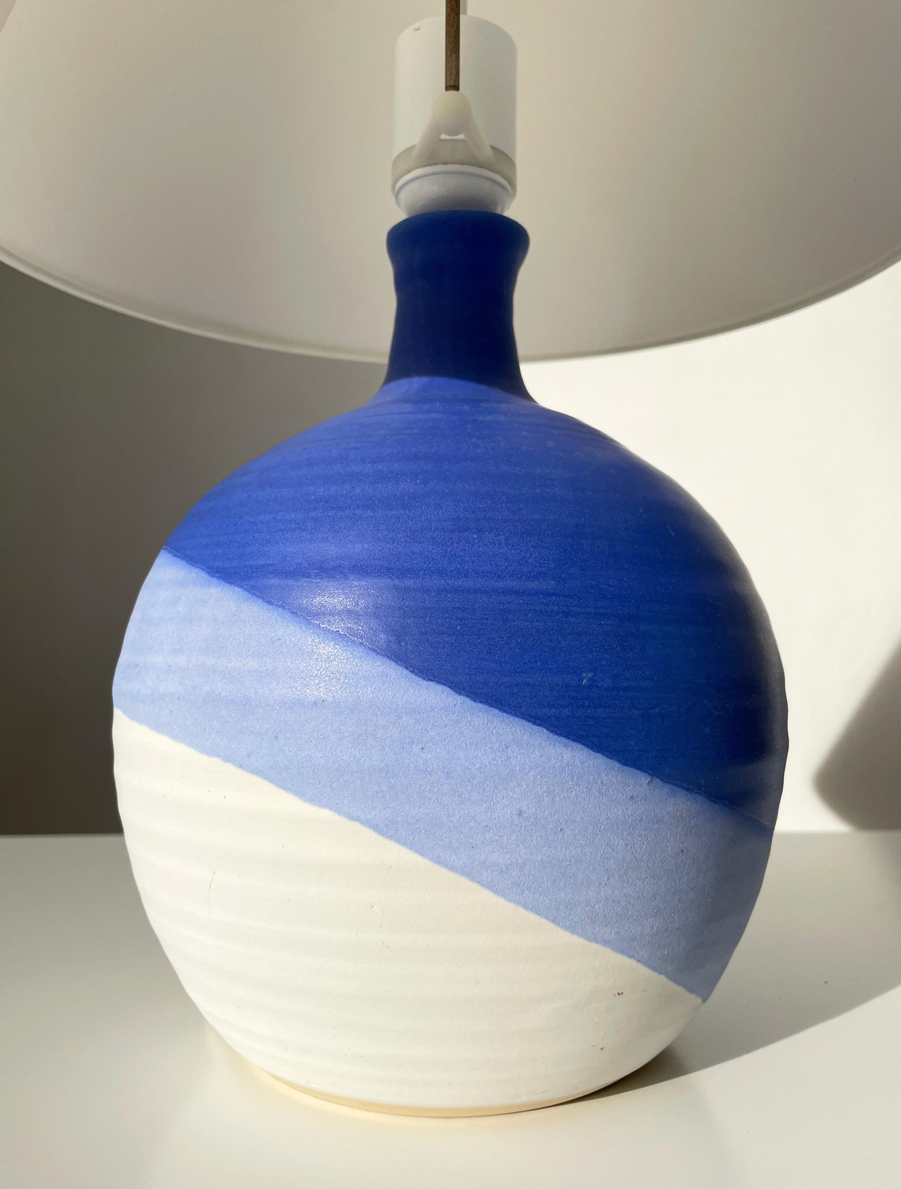 Glazed 80s Blue, Lilac, White Danish Modernist Sculptural Table Lamp For Sale