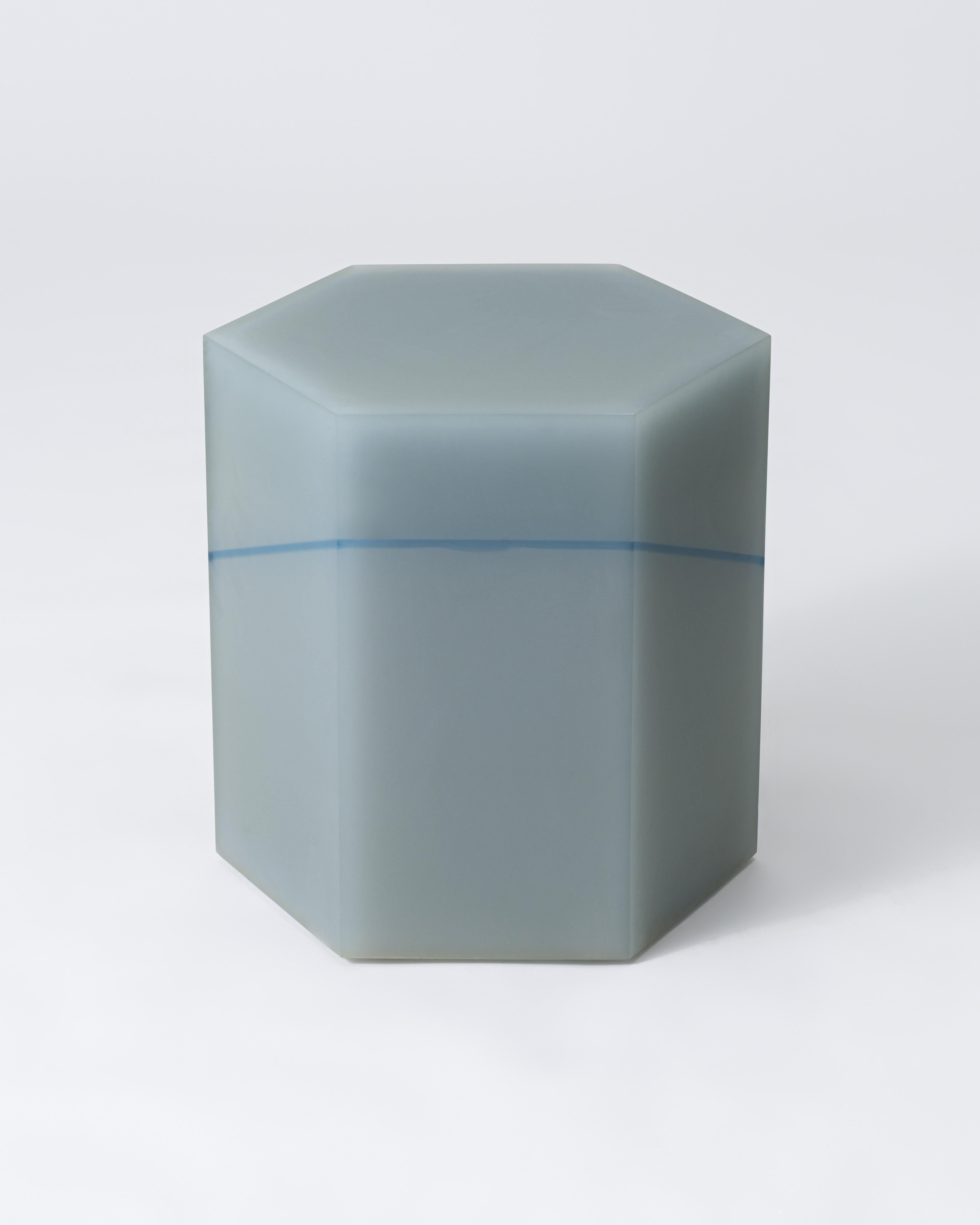 American Blue Line Hex Box Resin Side Table/Stool Gray by Facture, REP by Tuleste Factory For Sale