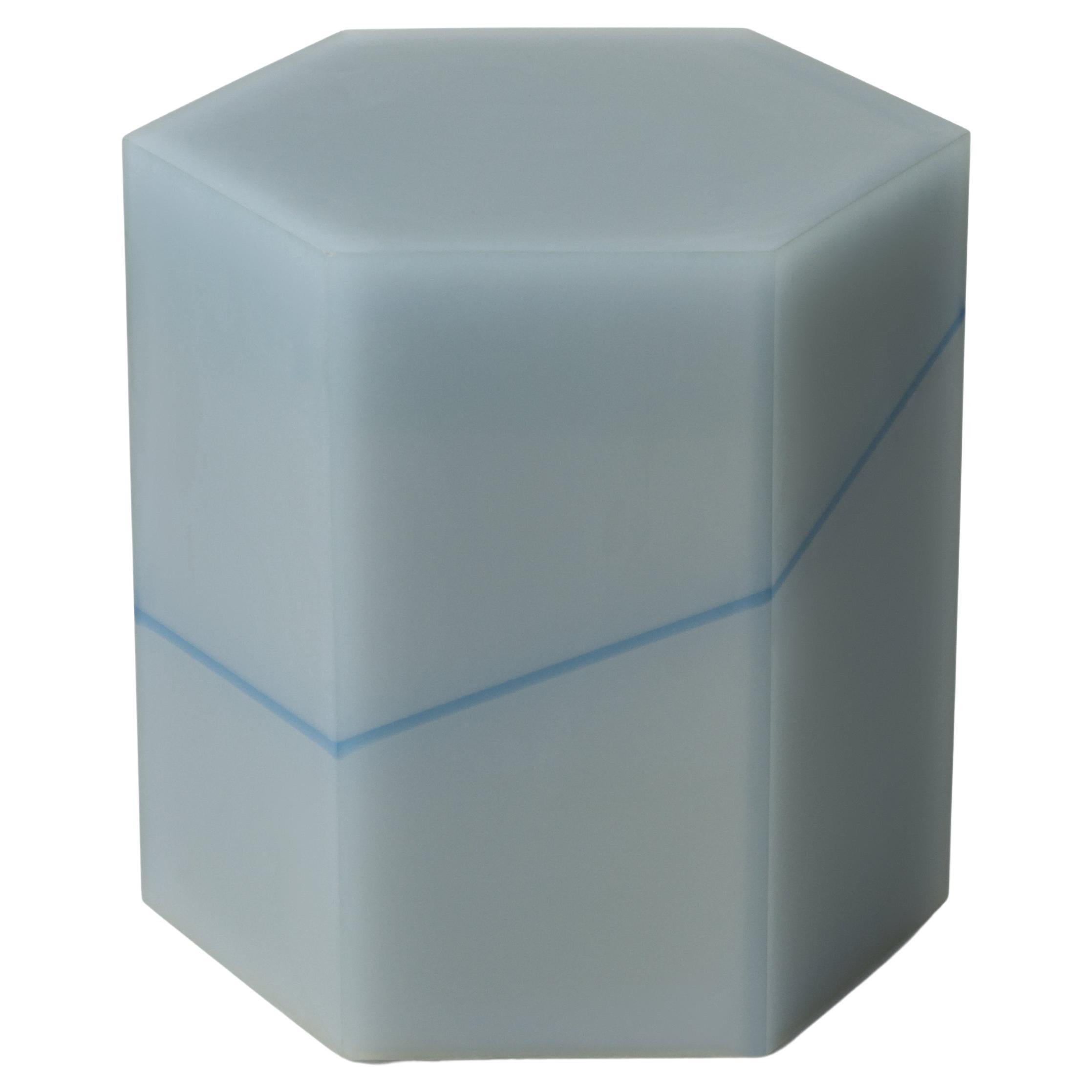 Blue Line Hex Box Resin Side Table/Stool Gray by Facture, REP by Tuleste Factory For Sale