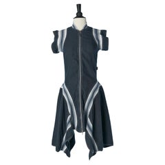 Blue linen dress with striped inset JEAN-PAUL GAULTIER JEANS