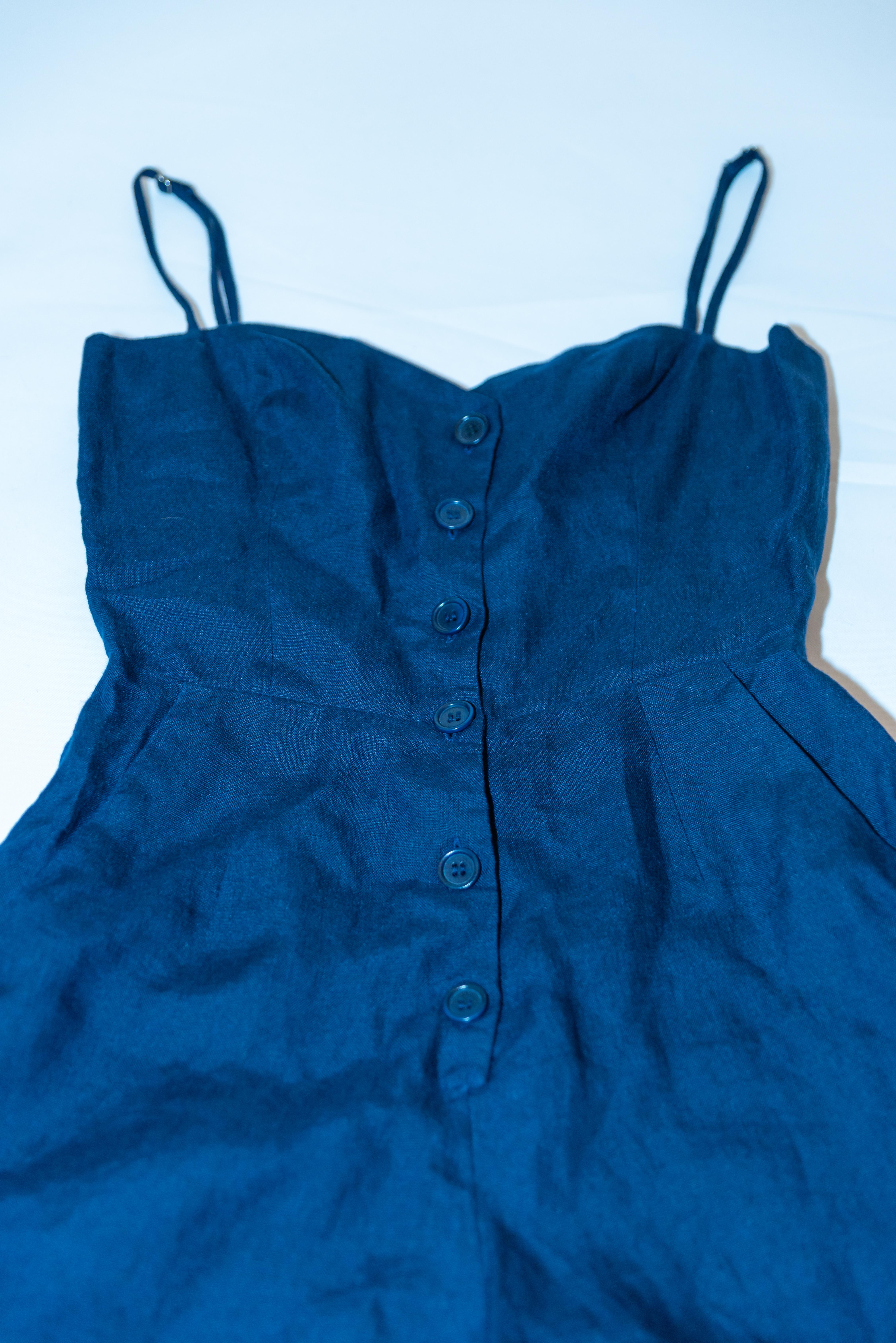 Women's or Men's Blue Linen Playsuit by Reformation For Sale