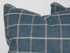 Blue Linen Striped Pillows, Pair