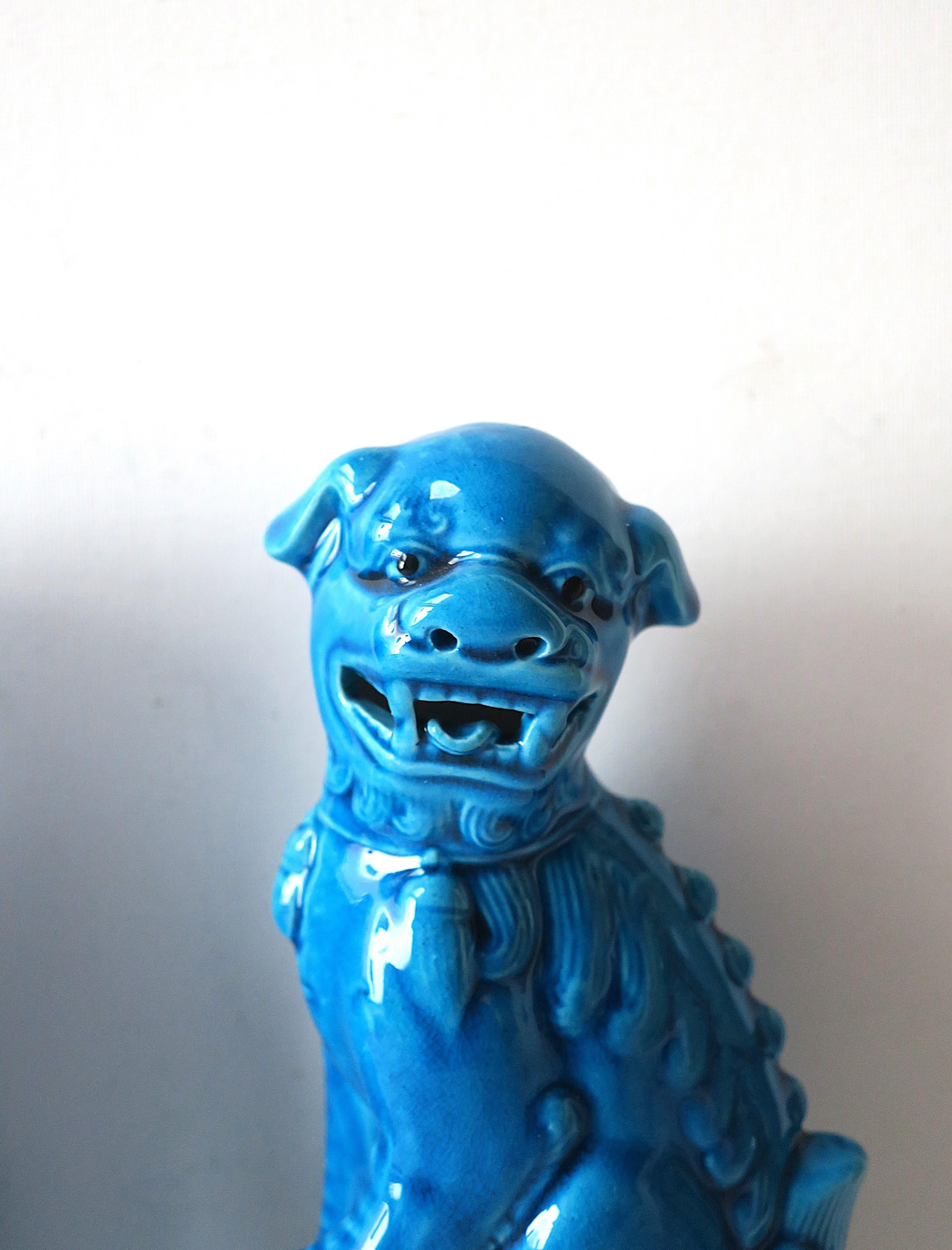 Blue Lion Foo Dogs Decorative Objects, Pair 3