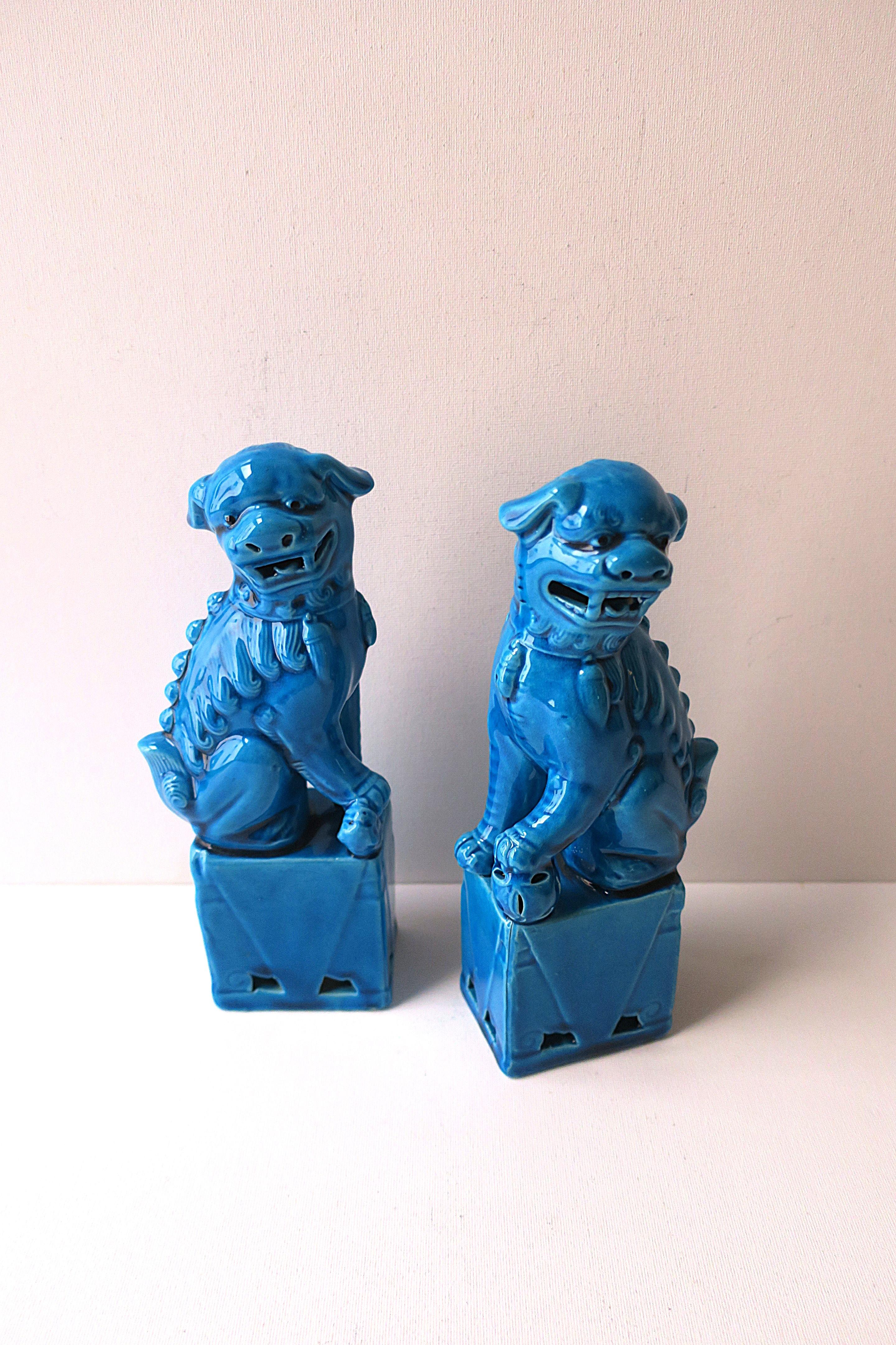 Blue Lion Foo Dogs Decorative Objects, Pair 4