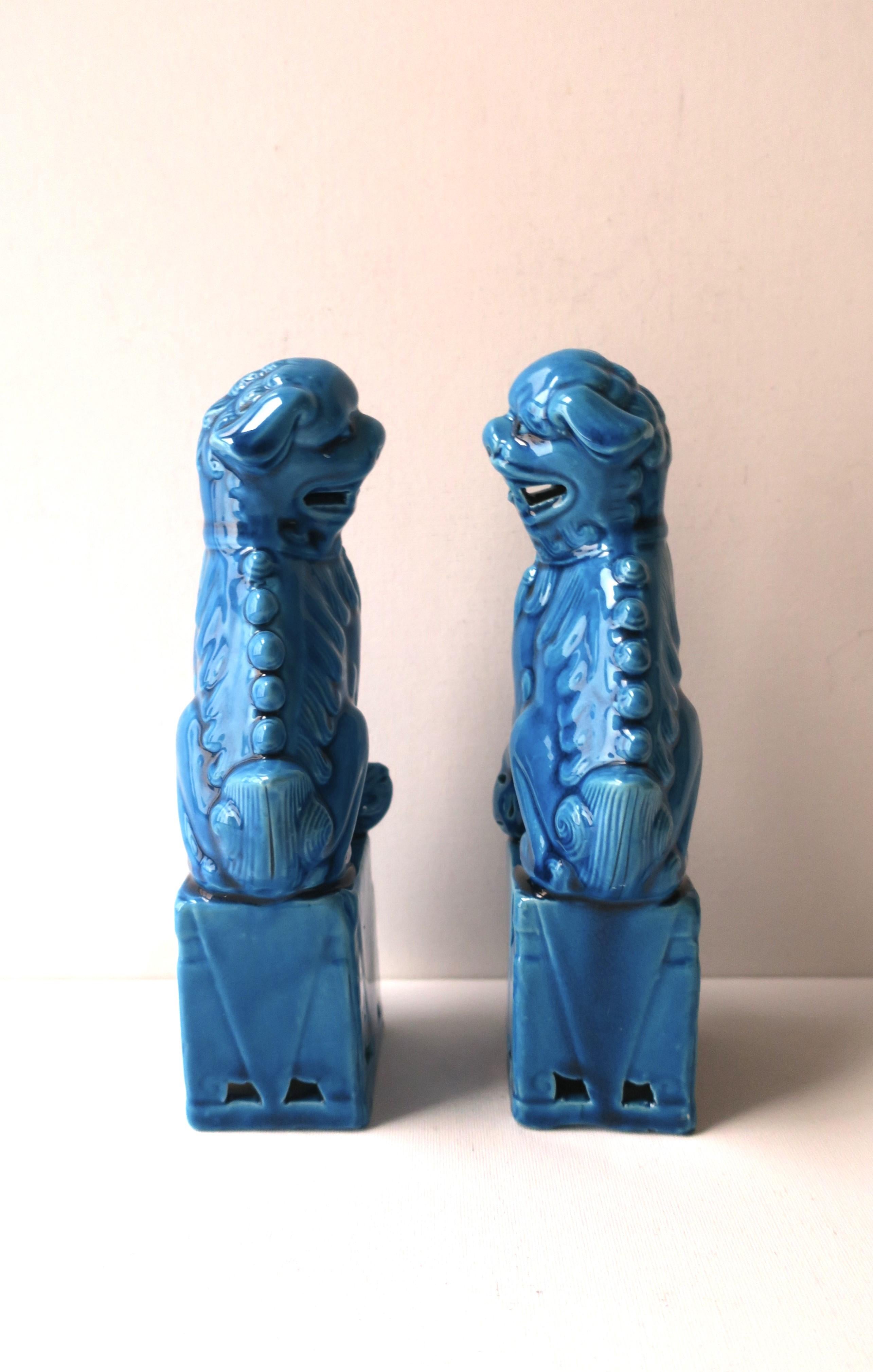 Blue Lion Foo Dogs Decorative Objects, Pair 7
