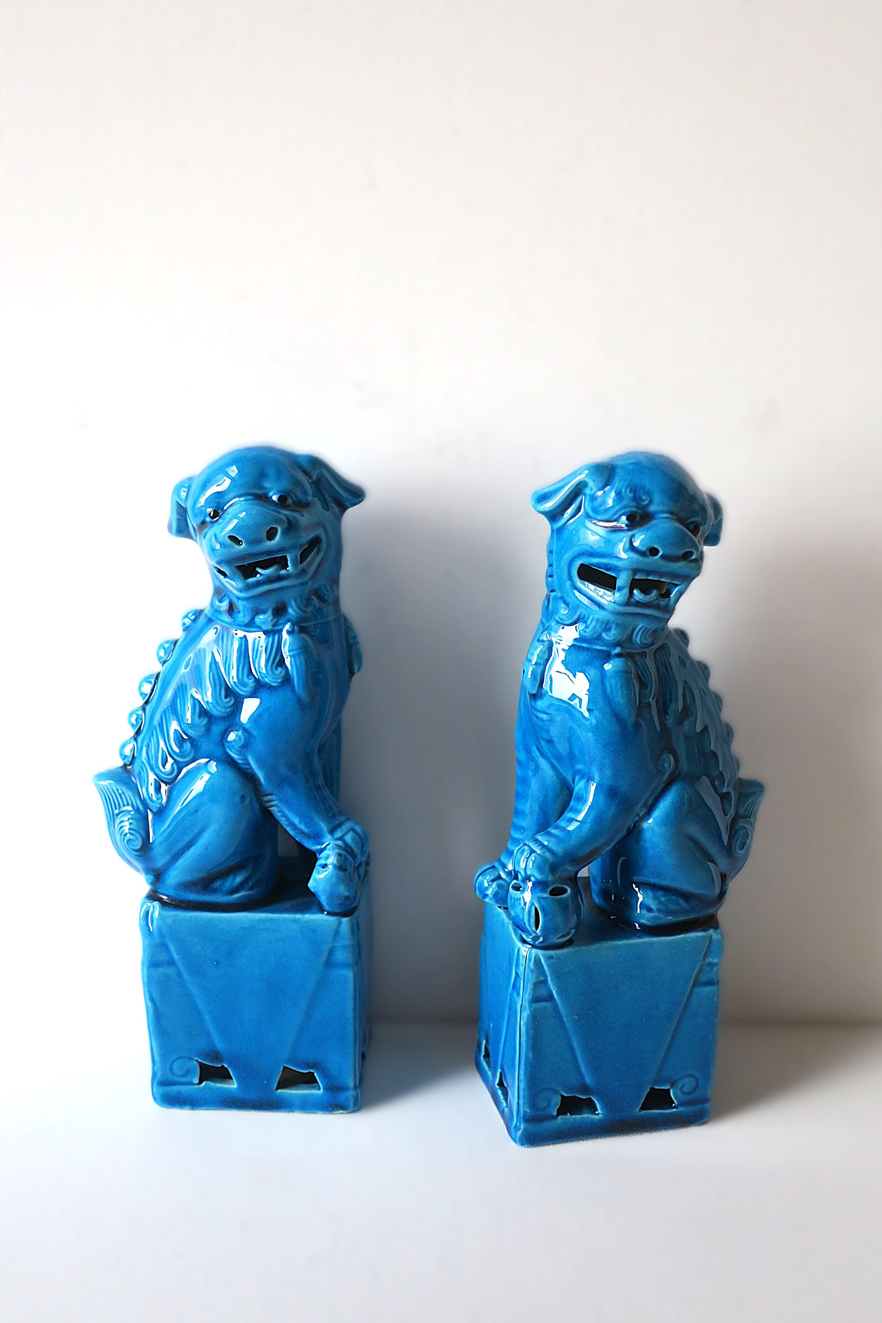 20th Century Blue Lion Foo Dogs Decorative Objects, Pair