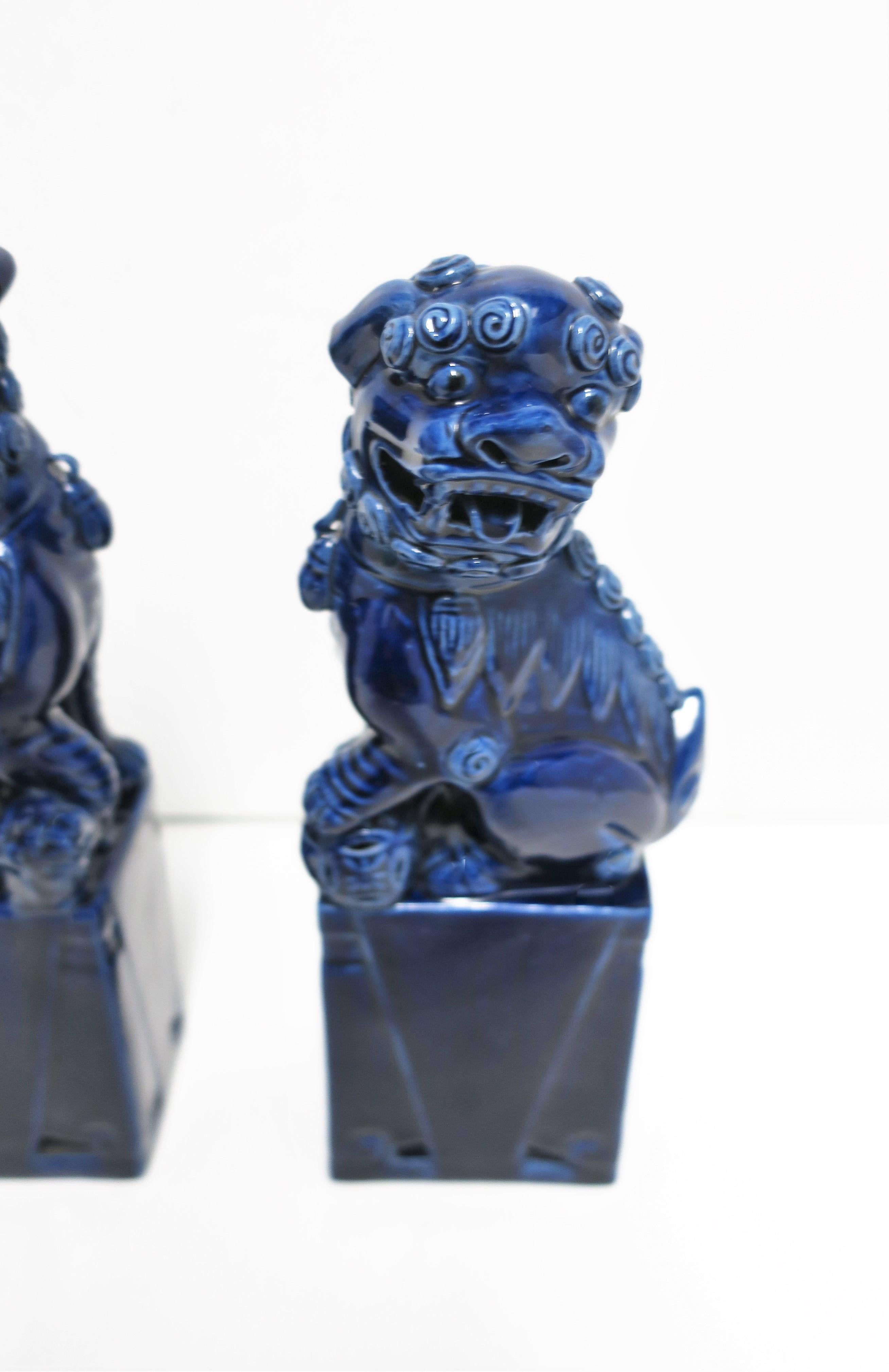 Blue Lion Foo Dogs, Pair 4