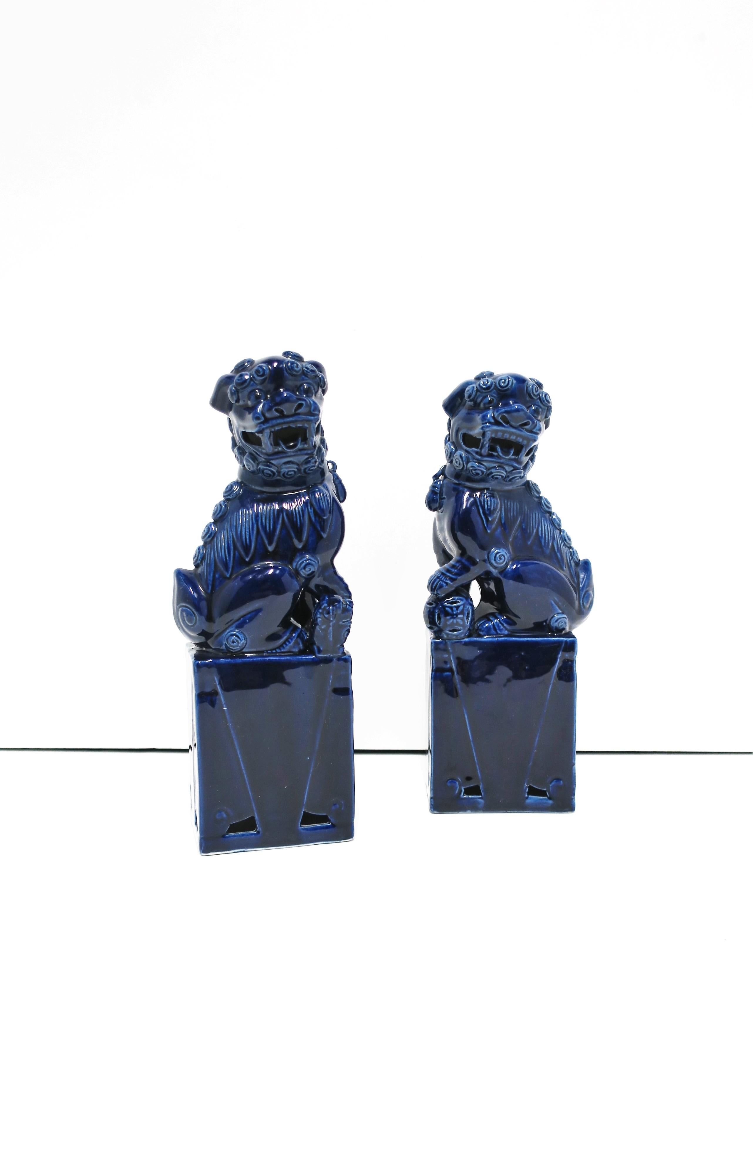 20th Century Blue Lion Foo Dogs, Pair