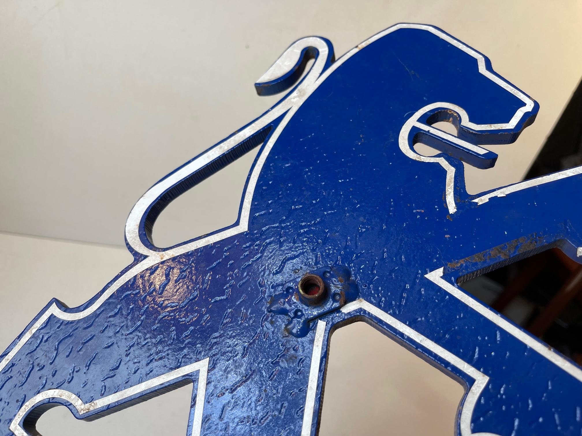 French Blue Lion, Vintage Enamel Sign from Peugeot France