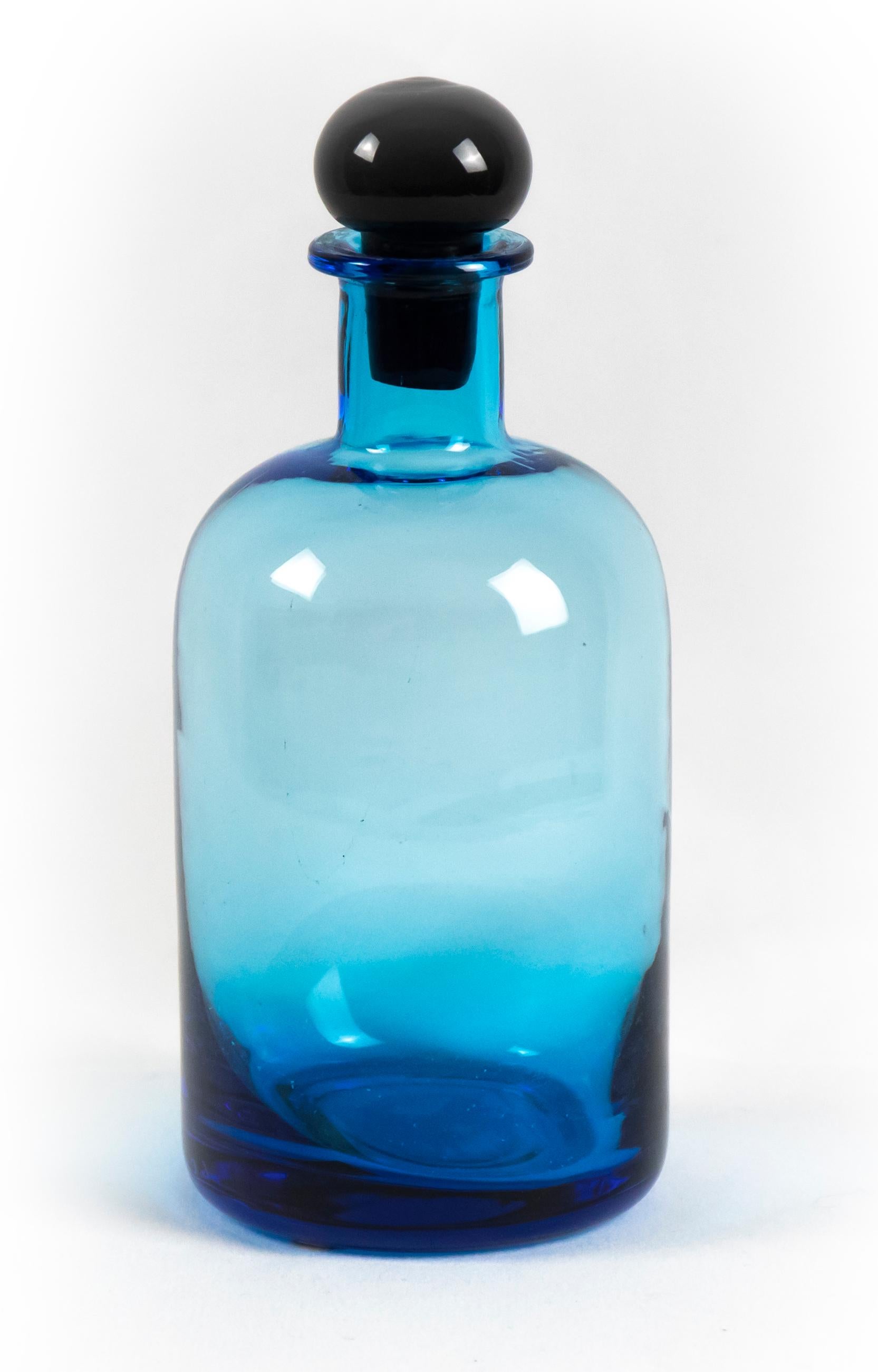 Blue Little Glass Bottle, 1970s In Good Condition In Roma, IT