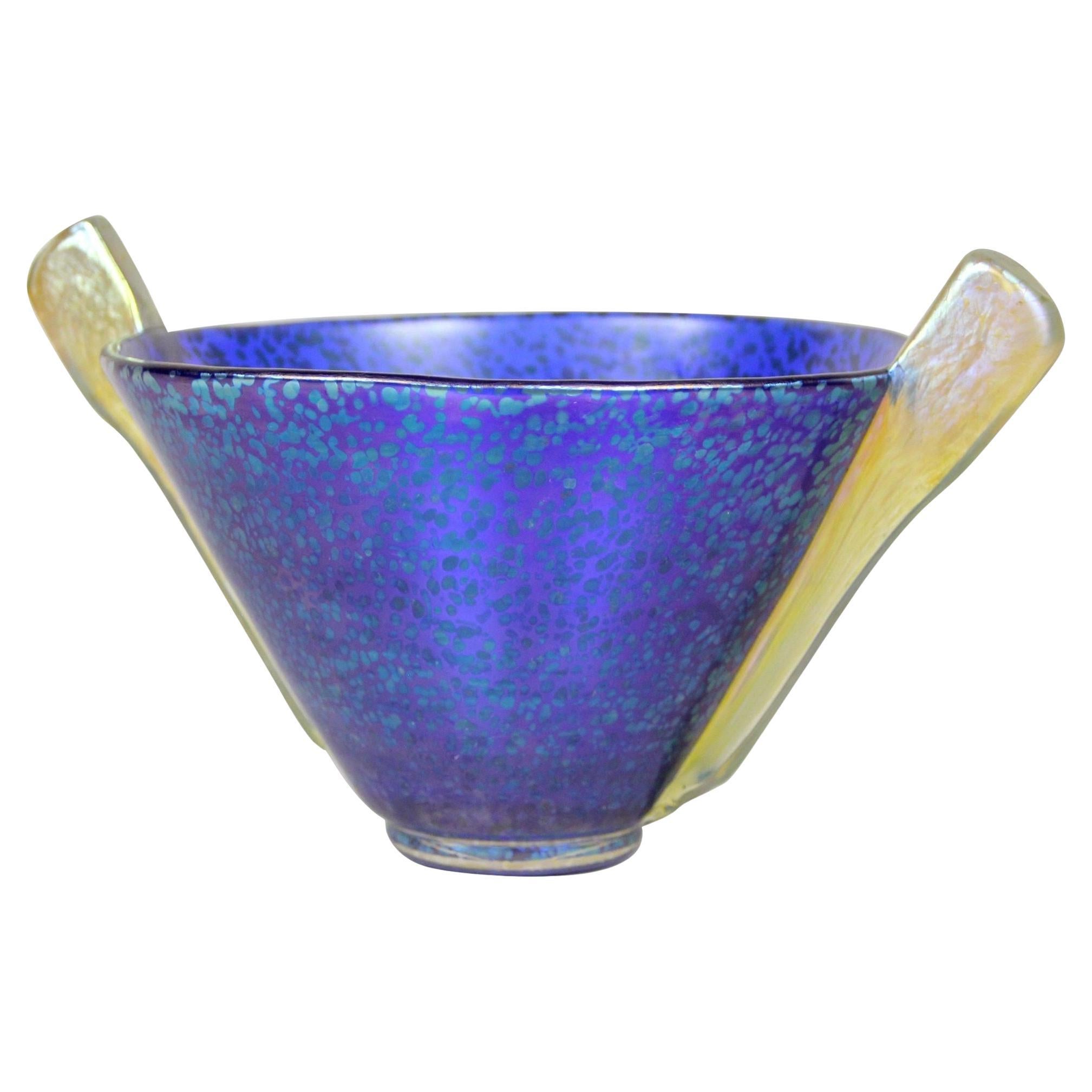 Cuenco azul Loetz Witwe Glass - Decor Papillon Iriscident, Bohemia, circa 1936
