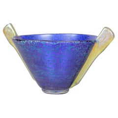 Bol en verre bleu Loetz Glass - Decor Papillon Iriscident, Bohemia, circa 1936