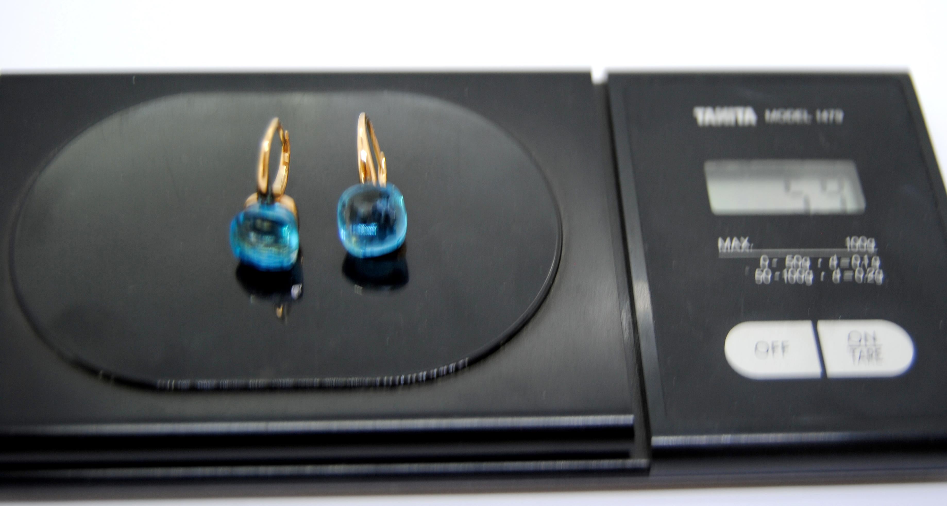 Multifaceted Blue Topaz 18 Karat Rose Gold Dangle Earrings 3