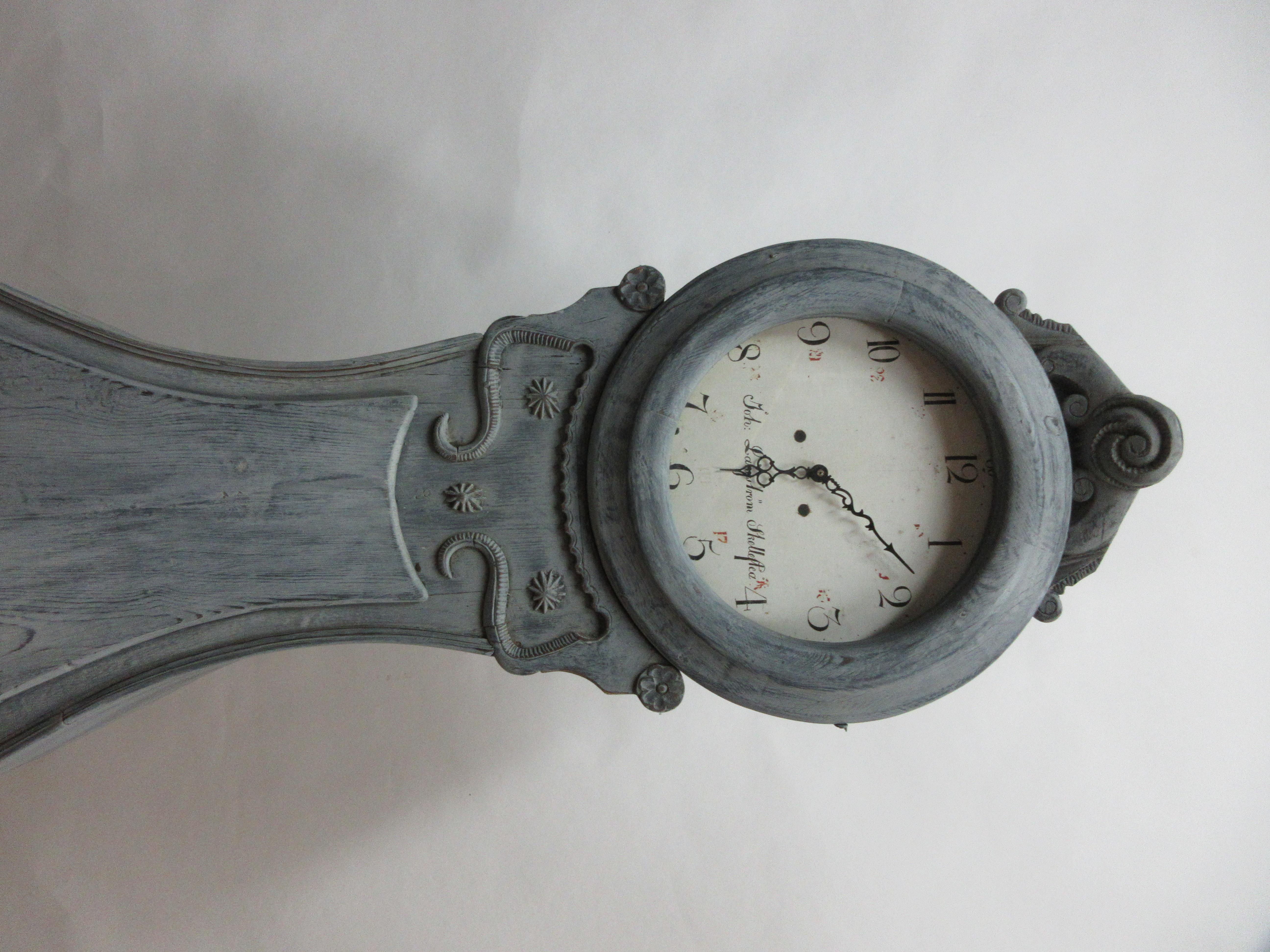 Primitive Blue Long Case Swedish Mora Clock