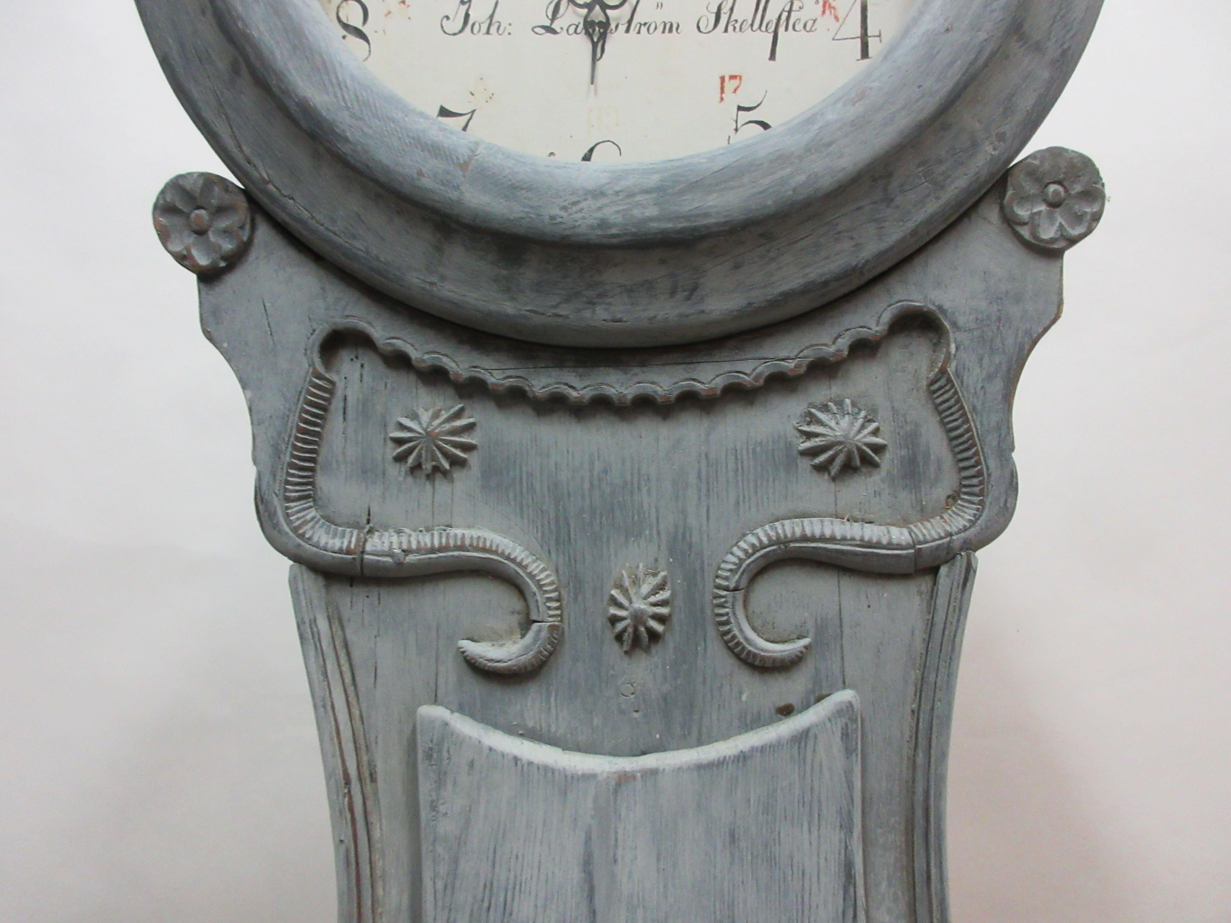 Blue Long Case Swedish Mora Clock In Good Condition In Hollywood, FL