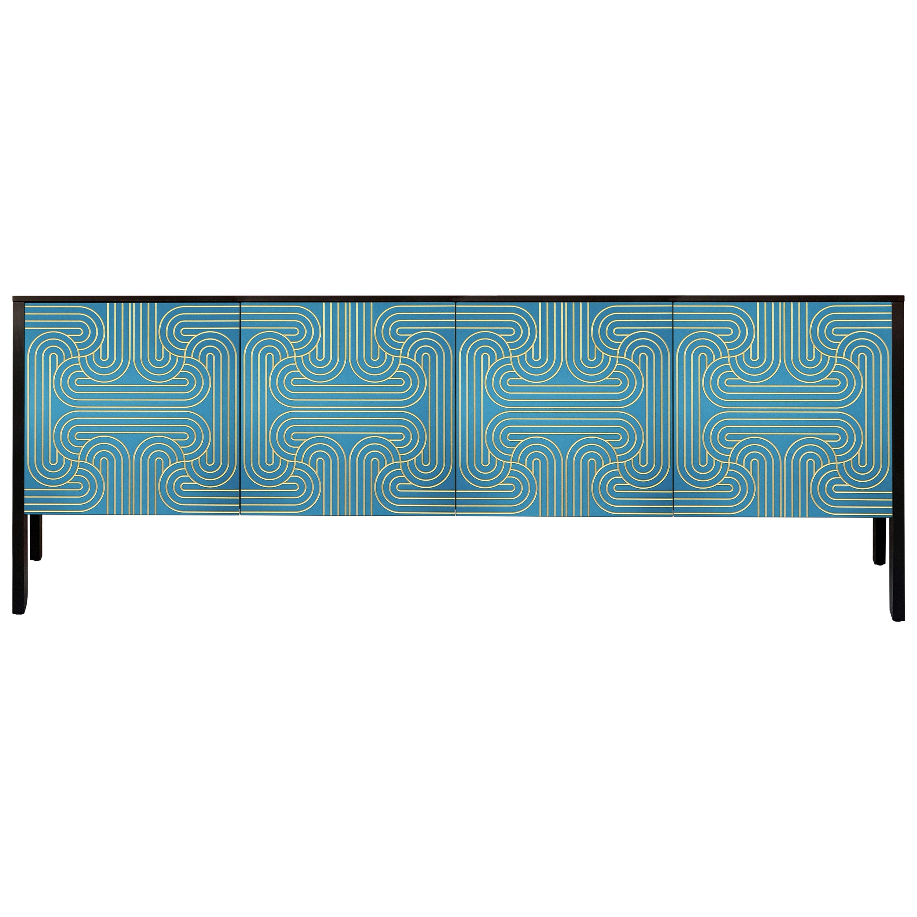 Blue Loop Sideboard 4 Door by Coucou Manou For Sale