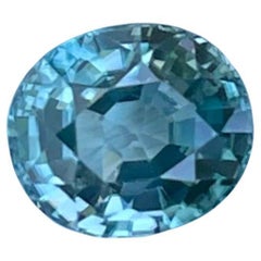 Blue Loose Zircon Stone 2.75 Carats Step Oval Cut Natural Cambodian Gemstone