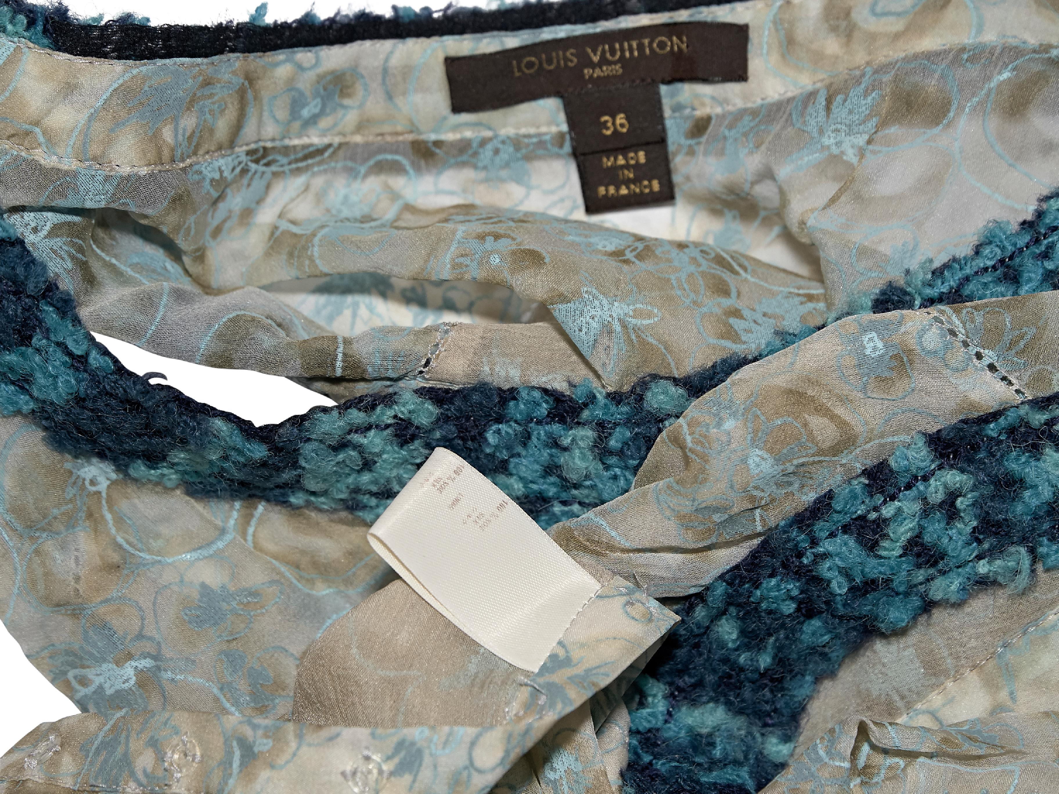 Blue Louis Vuitton Floral Silk Blouse In Good Condition In New York, NY