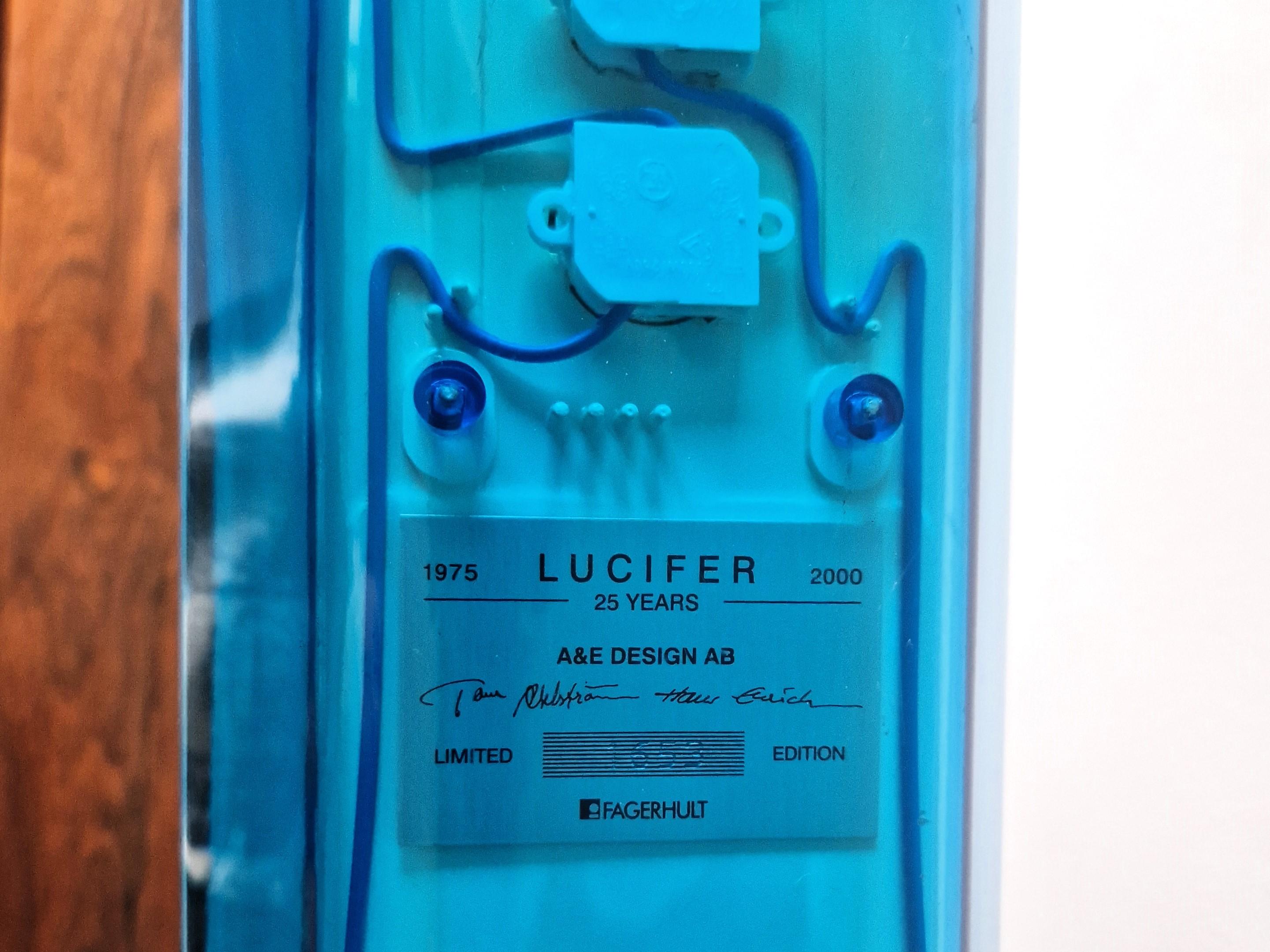 Mid-Century Modern Blue 'Lucifer' table lamp by T. Ahlström & H. Ehrich for A&E DesignAB/Fagerhults For Sale
