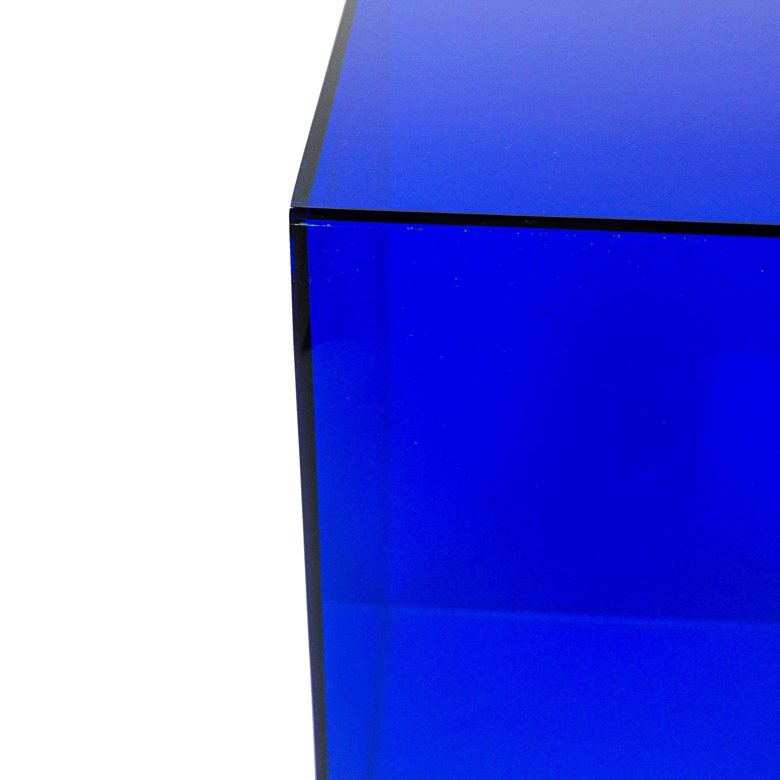 Blue Lucite Side Table For Sale at 1stDibs